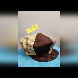 SOLD ! VTG Emstate Euro Casual Linen 8 Panel L Applejack Newsboy Cap Made in USA
